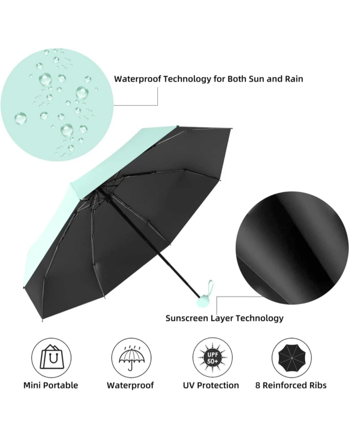 Mini Umbrella with cover for Men & Women Compact Travelling Umbrella
